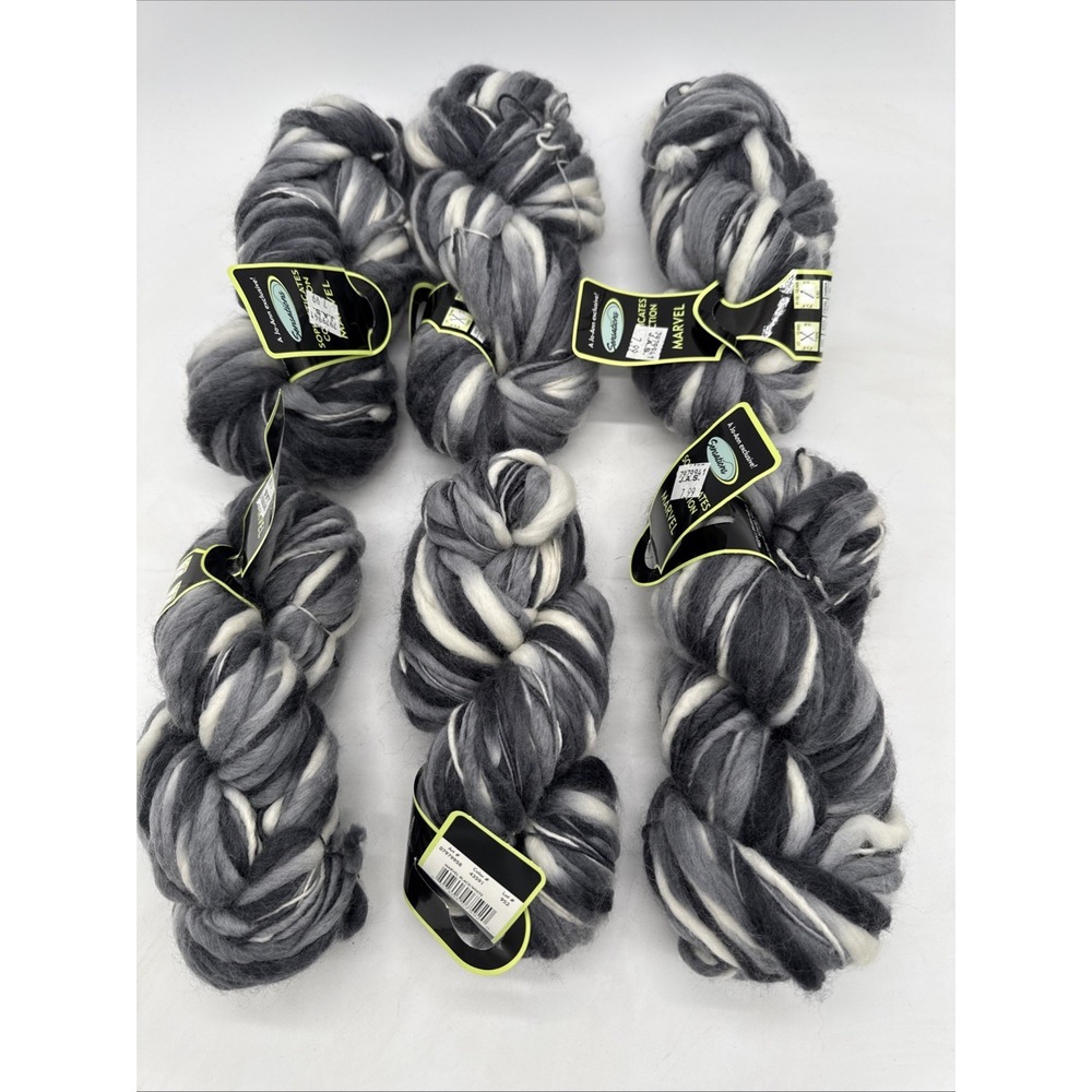 Lot Of 6 Marvel Sophisticates Collection Yarn Wool #43951‎ Black White Gray
